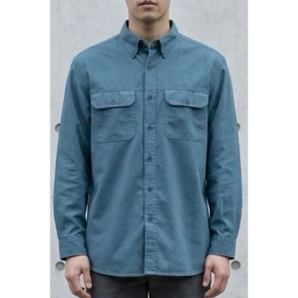 Reel Legends Button Down Shirt Mens Large Blue Excellent Performance Faux Suede